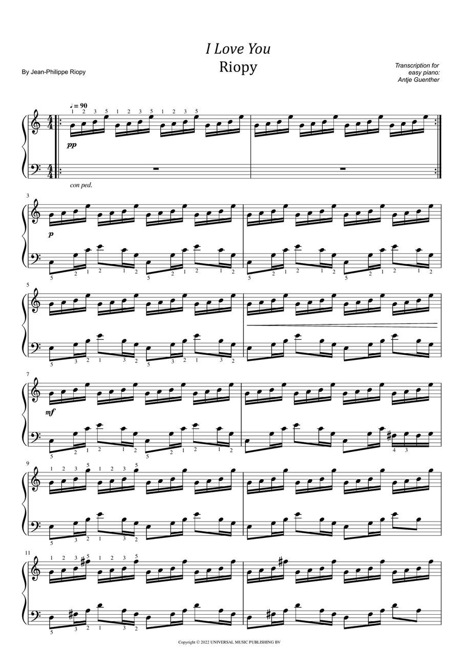 I Love You Easy Piano scores gallery preview page 1