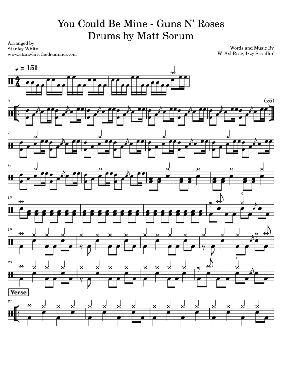 You Could Be Mine Drum Set scores gallery preview page 1