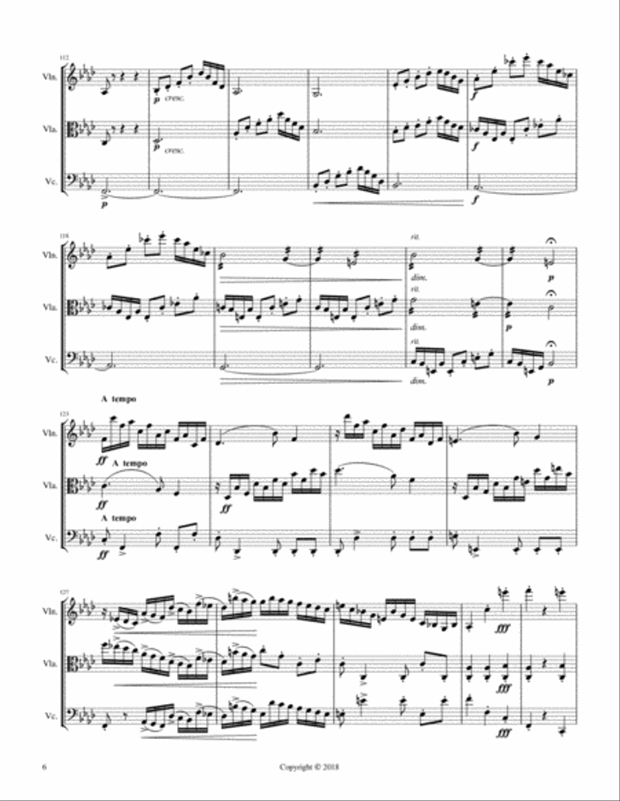 Theme and Variations in F Minor String Trio scores gallery preview page 6