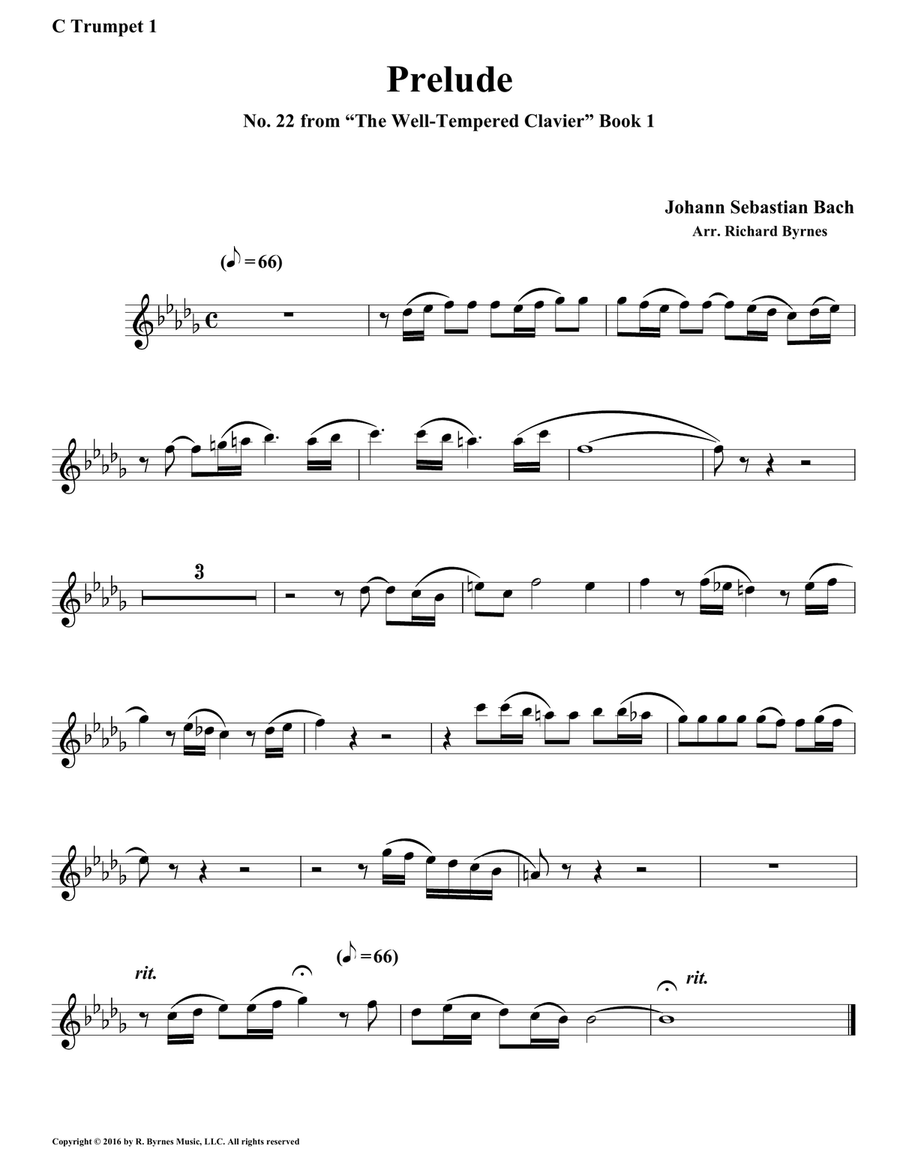 Prelude 22 from Well-Tempered Clavier, Book 1 (Brass Octet) Horn scores gallery preview page 4
