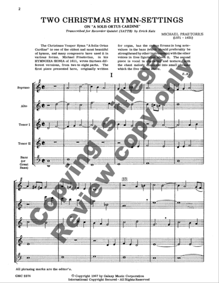 Two Christmas Hymn Settings on A Solis Ortus Cardine SATTB scores gallery preview page 3