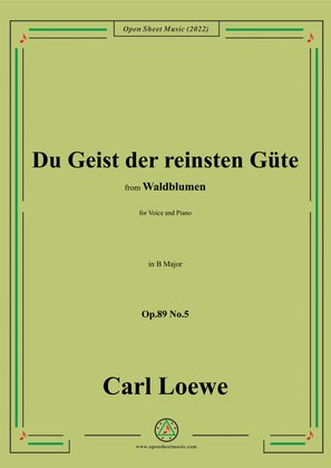 Book cover for Loewe-Du Geist der reinsten Güte,Op.89 No.5,in B Major