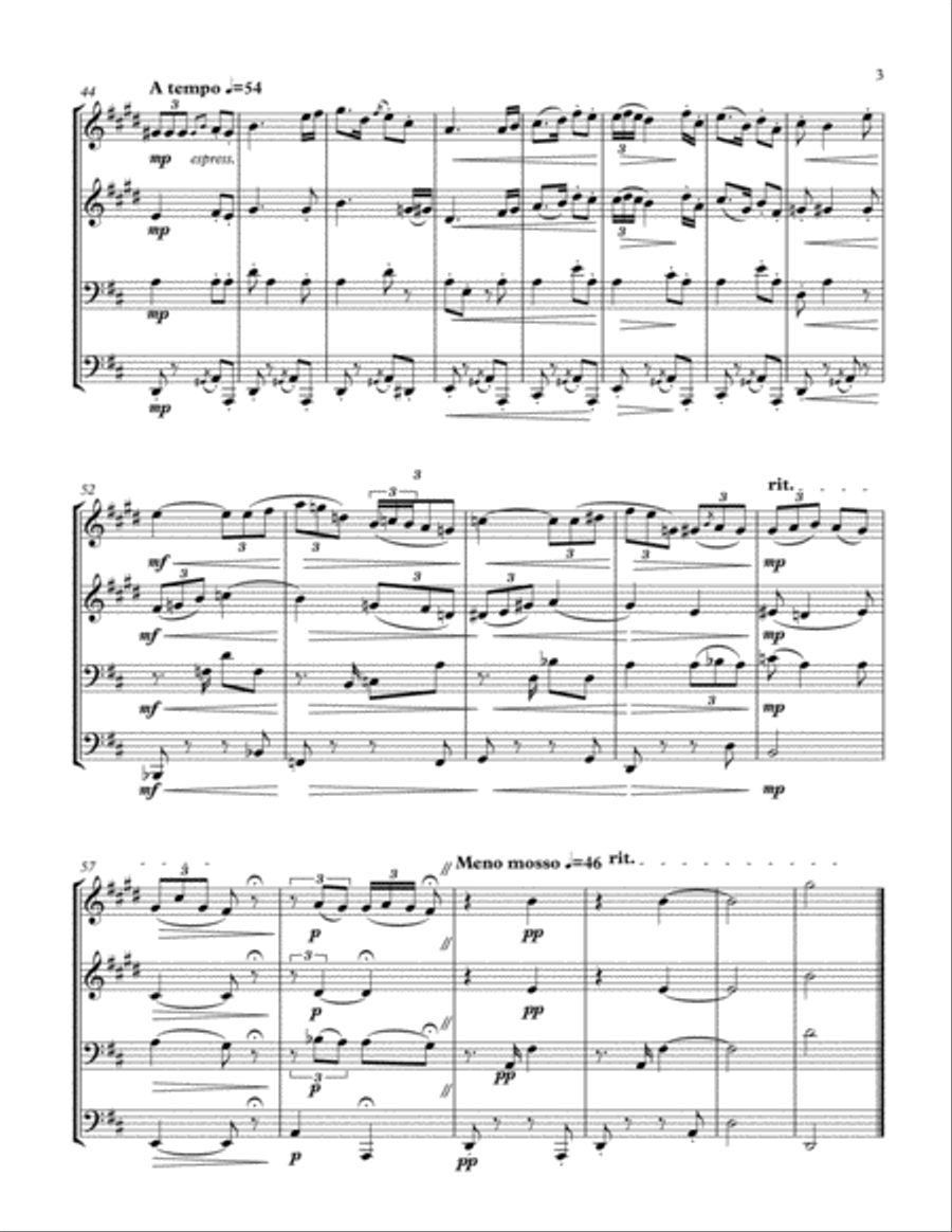 Tango in D major (Brass Quartet), Op.165 No.2 Brass Quartet scores gallery preview page 3