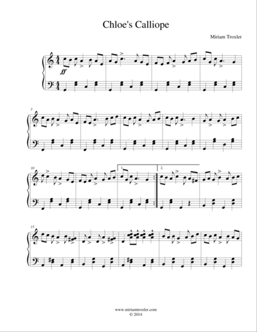 Chloe's Calliope Piano Solo scores gallery preview page 1