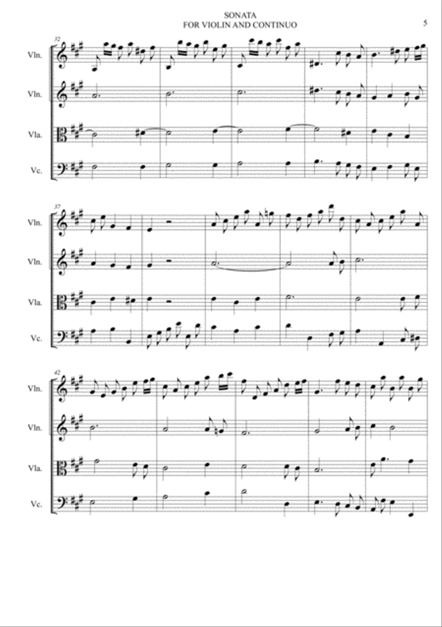 SONATA FOR VIOLIN AND CONTINUO - D. Zipoli - Arr. for String Quartet String Quartet scores gallery preview page 5