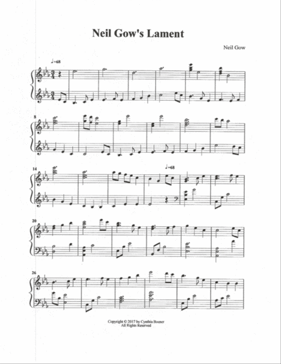 Niel Gow's Lament (on the death of his second wife) Harp scores gallery preview page 1