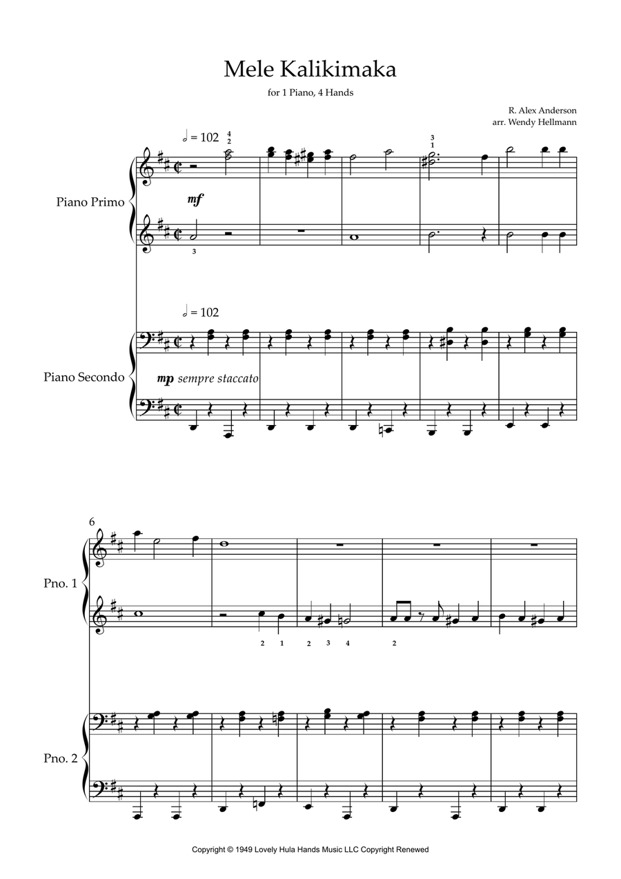 Mele Kalikimaka 1 Piano, 4-Hands scores gallery preview page 1