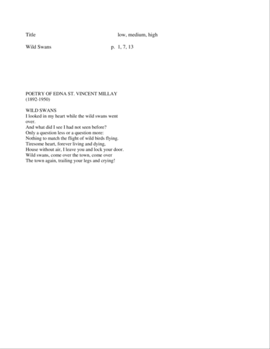 [Adams] Wild Swans (from Five Millay Songs) Voice scores gallery preview page 3