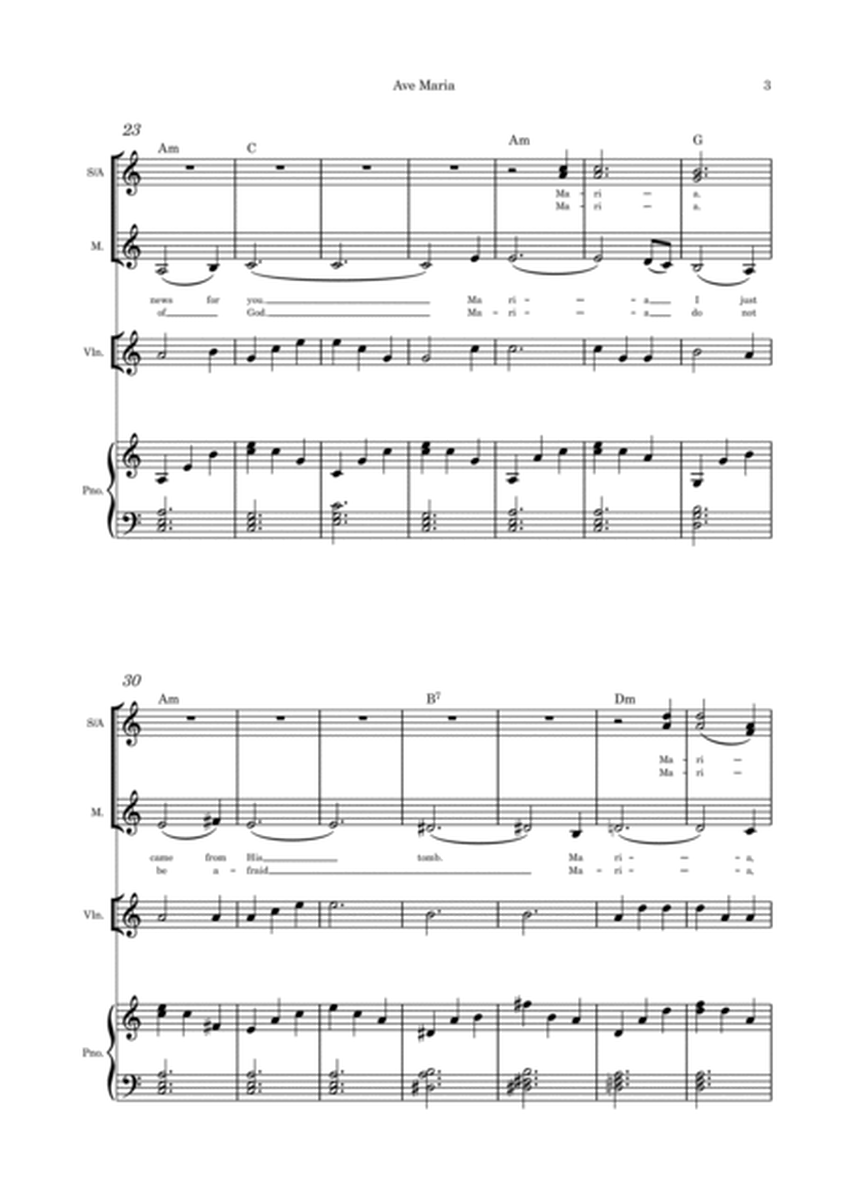 Ave Maria Easter Version Solo with SA, violin or flute or cello and piano image number null