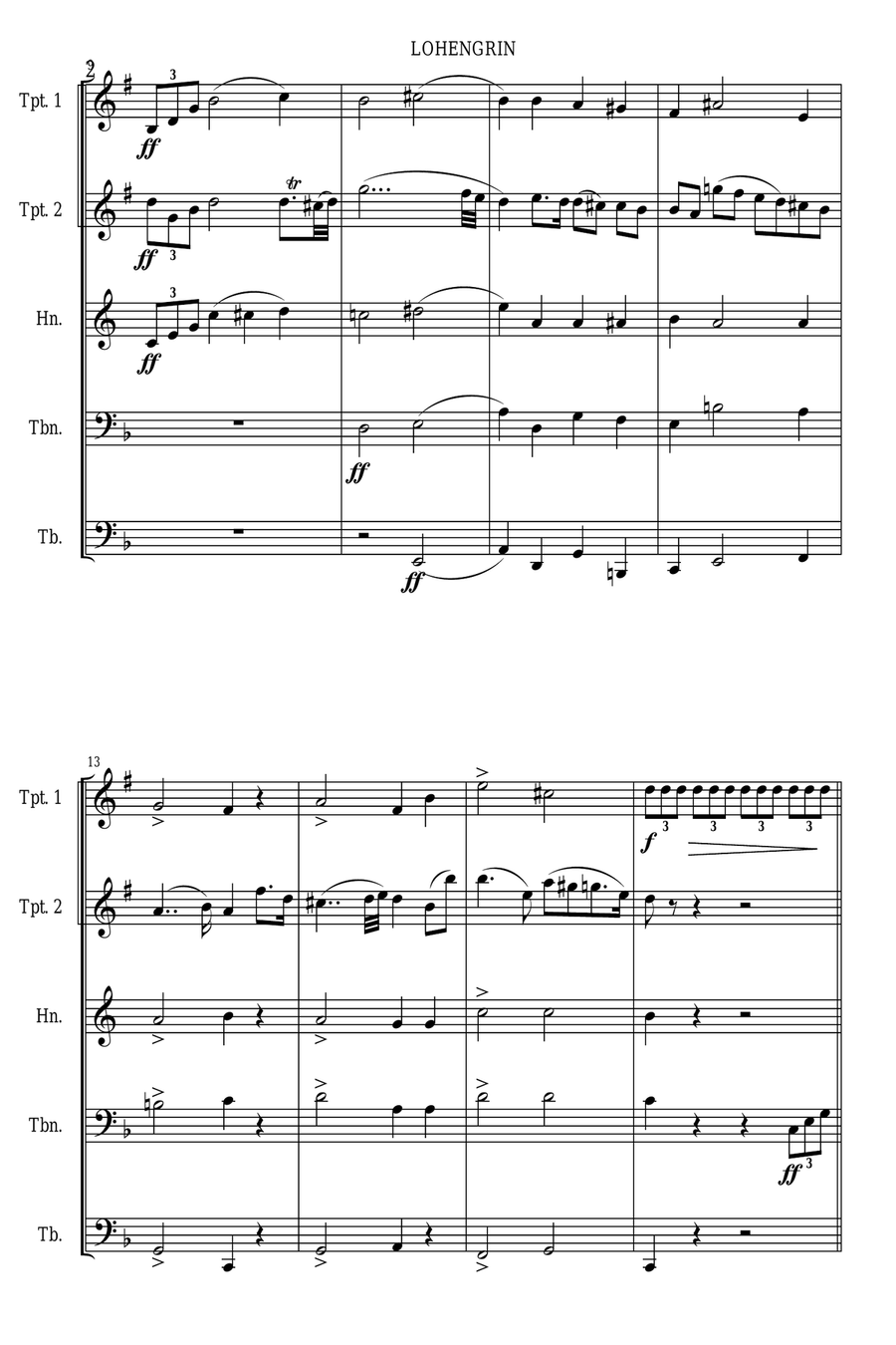 Lohengrin -prelude to act III Brass Quintet scores gallery preview page 4