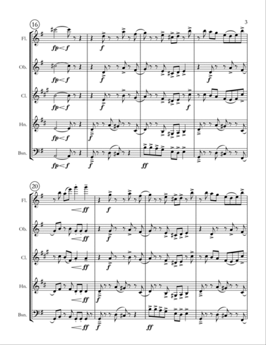 Fluffing A Duck Woodwind Quintet scores gallery preview page 3