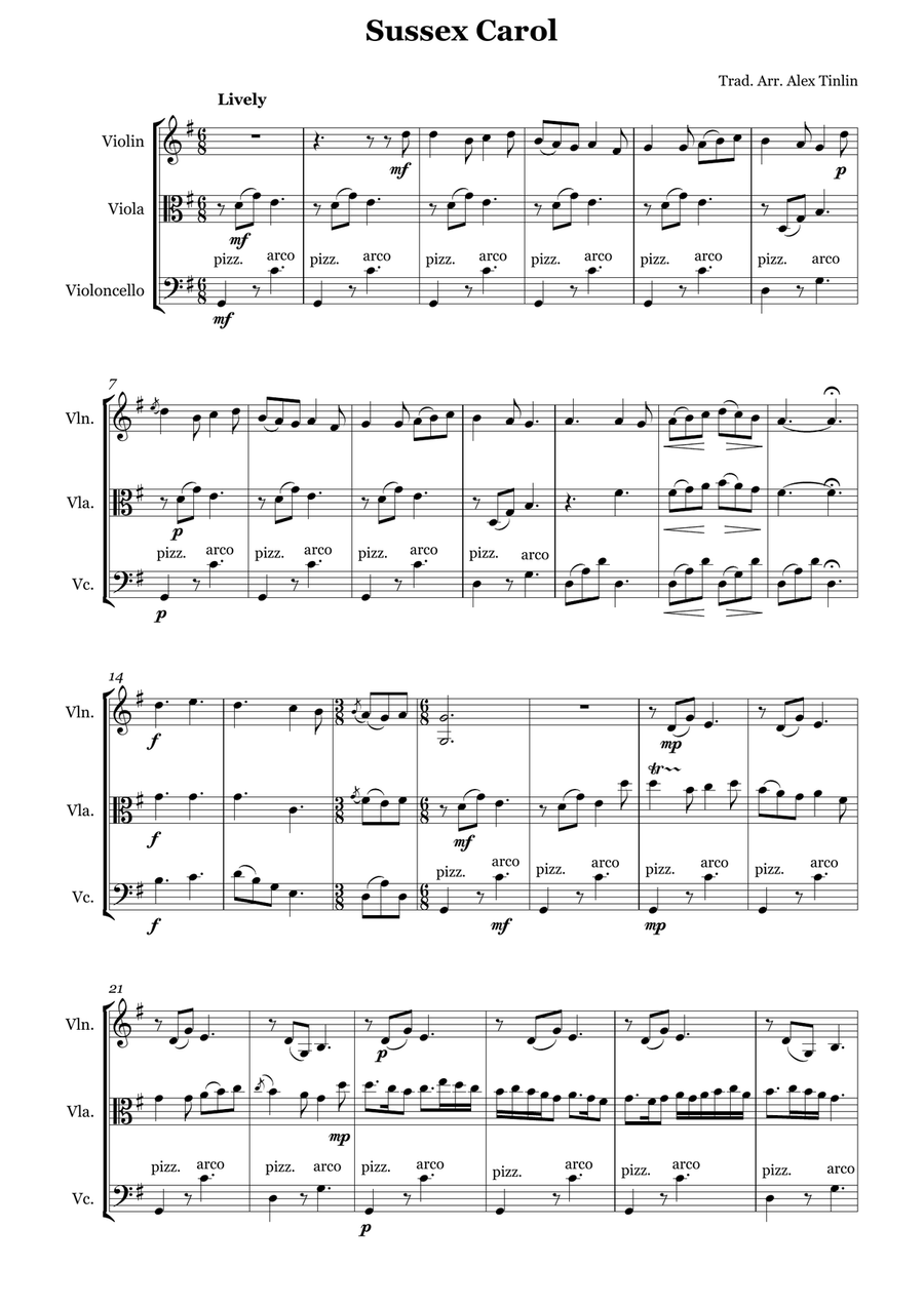 Sussex Carol String Trio scores gallery preview page 2
