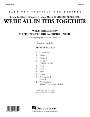 Book cover for We're All in This Together (from High School Musical) - Full Score