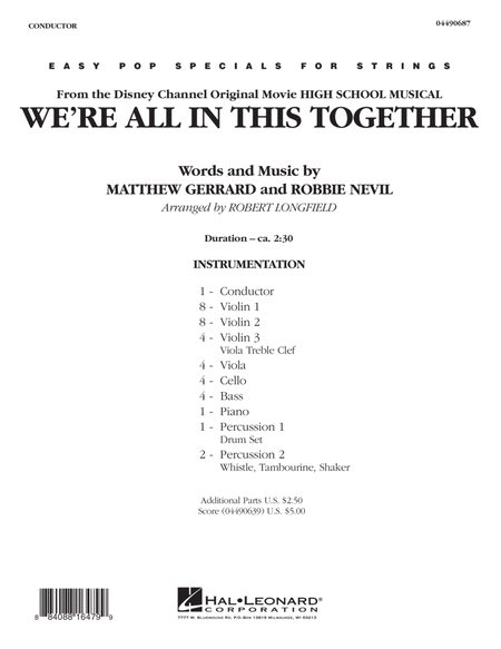 We're All in This Together (from High School Musical) - Full Score