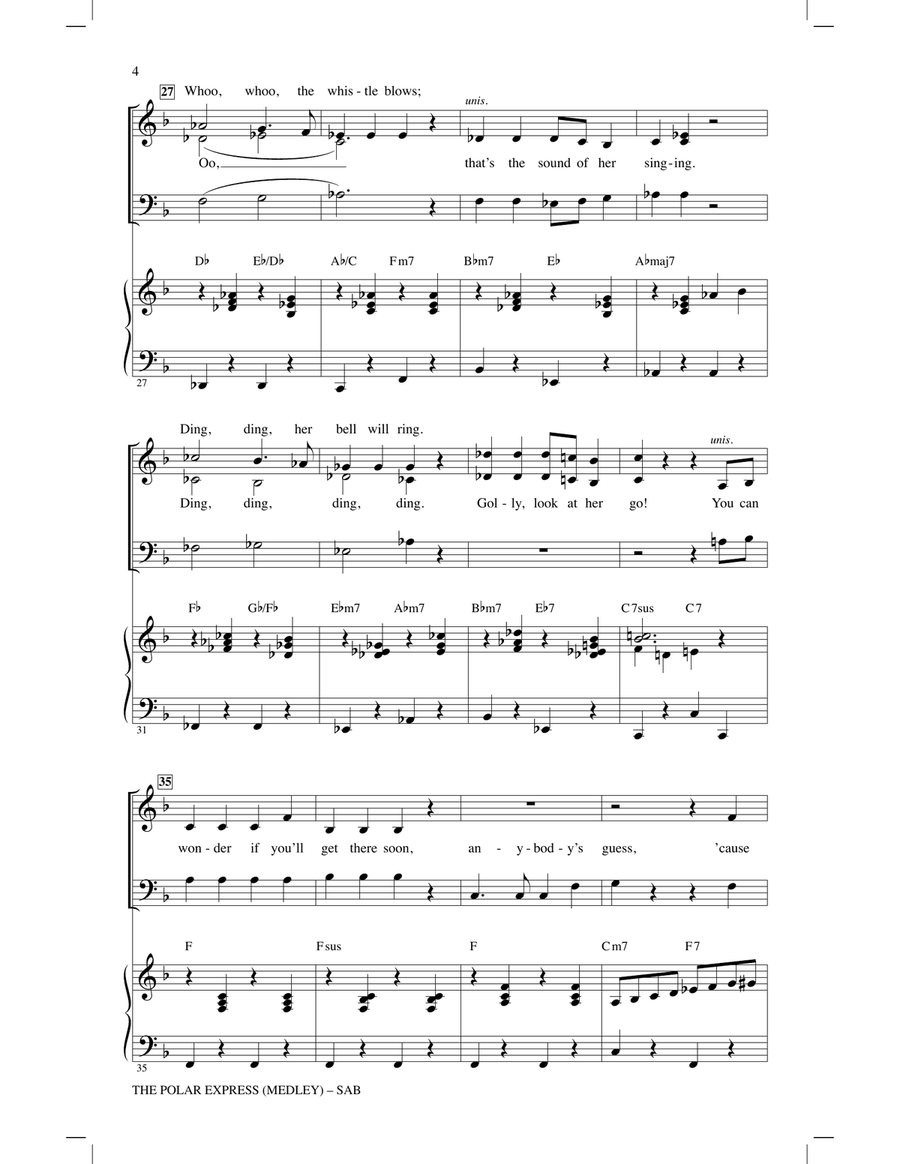 The Polar Express (Holiday Medley) (arr. Audrey Snyder) 3-Part scores gallery preview page 3