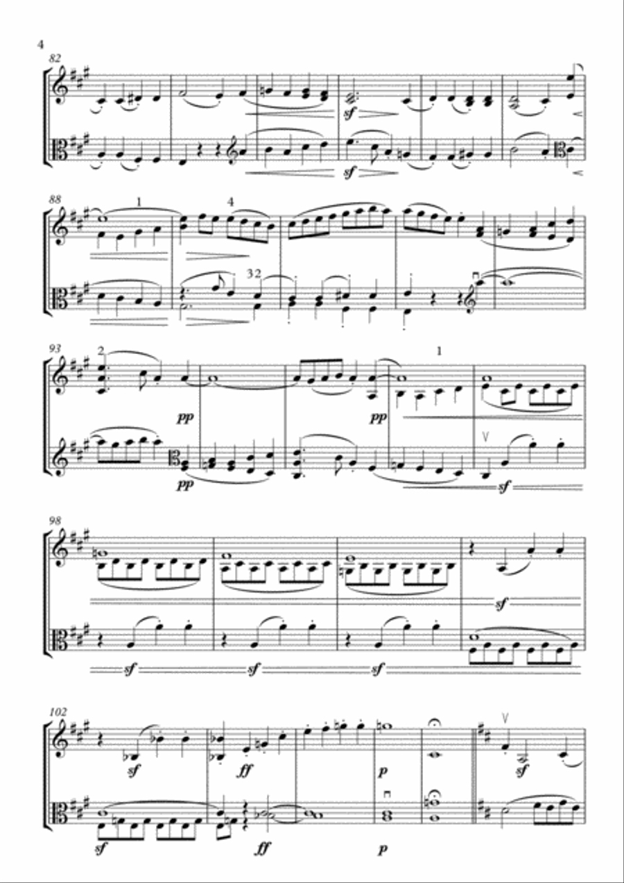 Beethoven-Pokhanovski String Trio in D, op.9#2, 4th movement (arranged for violin and viola) String Duet scores gallery preview page 4