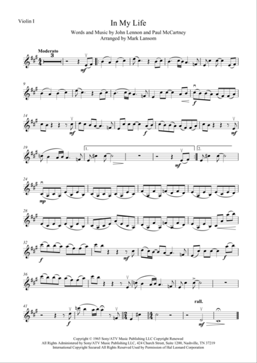 In My Life String Quartet scores gallery preview page 4