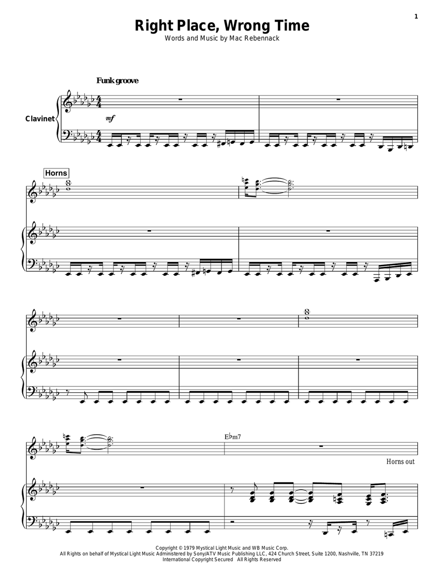 Right Place, Wrong Time Right Place, Wrong Time Piano scores gallery preview page 1