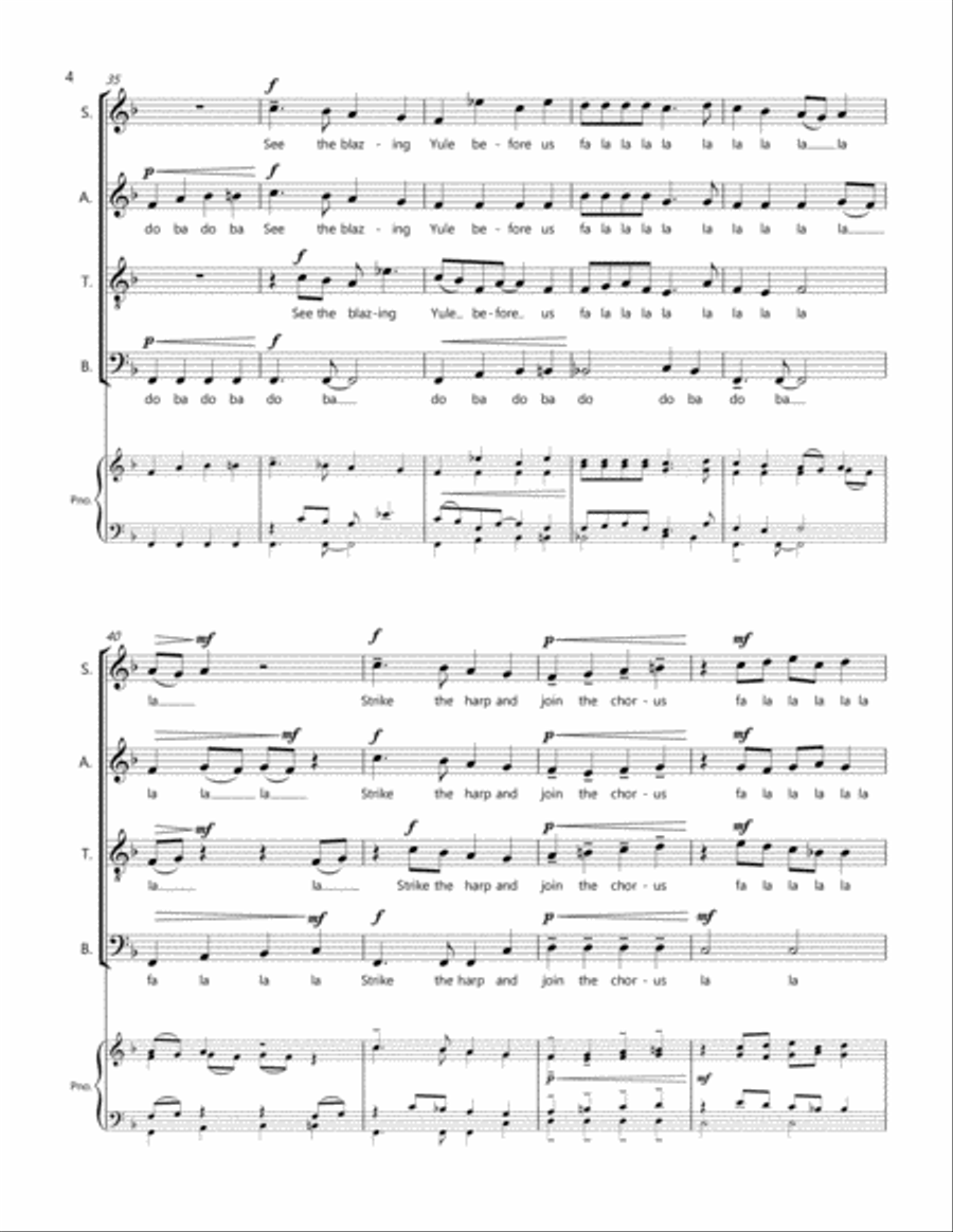 Deck the Halls for SATB Choir Acapella 4-Part scores gallery preview page 6