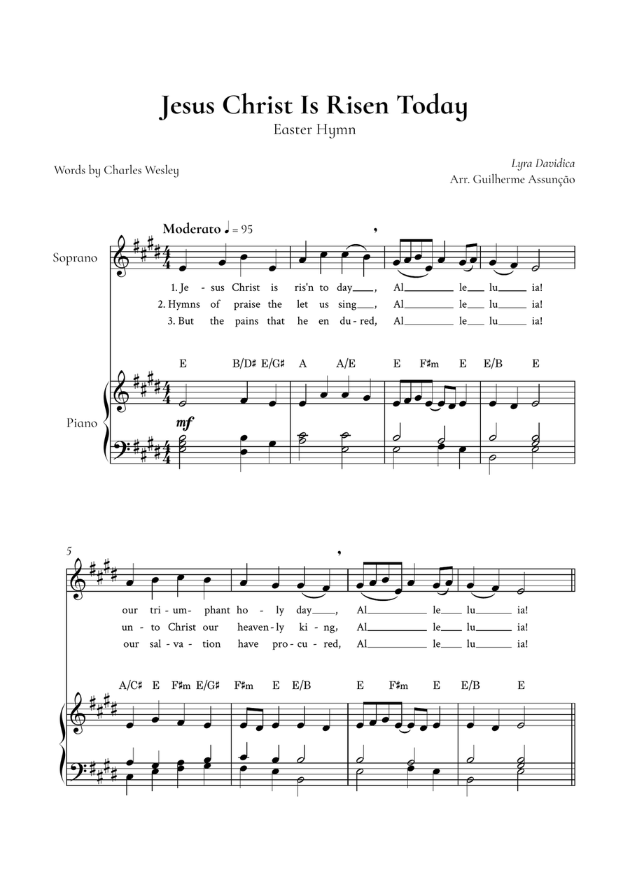 Jesus Christ is Risen Today (Soprano, Piano) - in E Major
