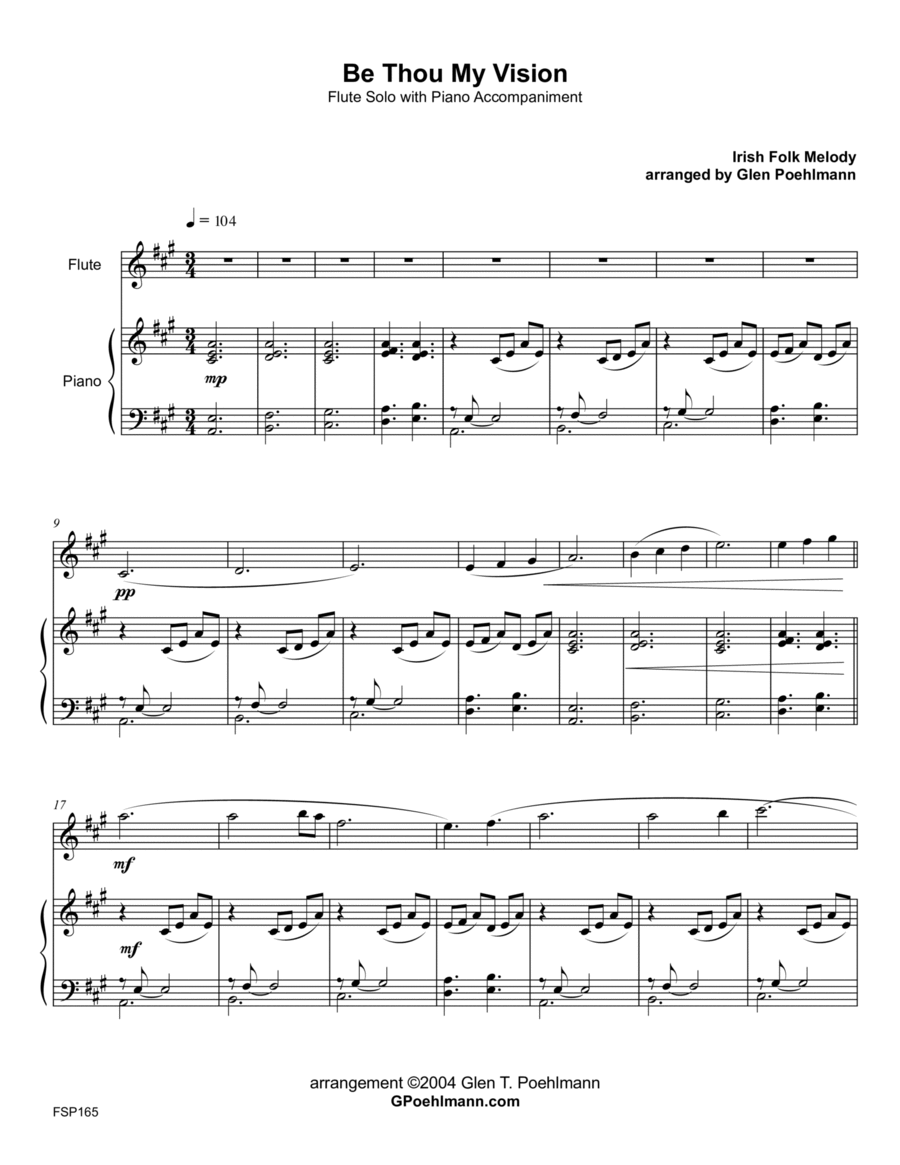 BE THOU MY VISION - FLUTE SOLO with Piano Accompaniment BE THOU MY VISION - FLUTE SOLO with Piano Accompaniment Flute Solo scores gallery preview page 1