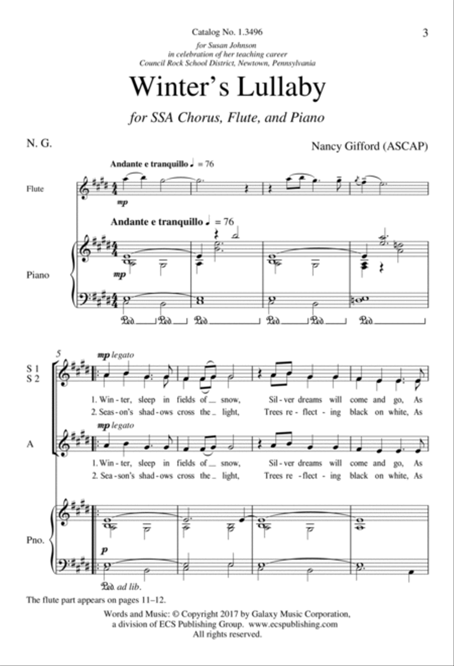 Winter's Lullaby Winter's Lullaby SSA scores gallery preview page 2
