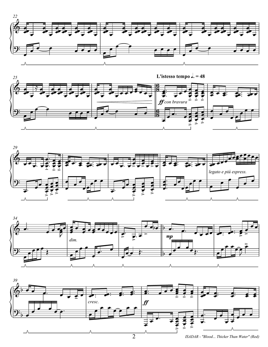 Blood... Thicker Than Water Piano Solo scores gallery preview page 6