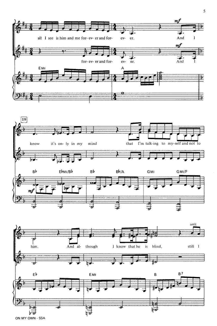 On My Own (from Les Miserables) (arr. Ed Lojeski) SSA scores gallery preview page 4