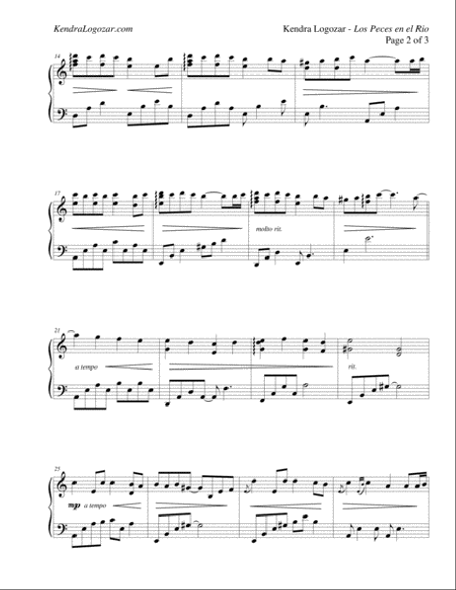Los Peces en el Rio - Traditional Spanish Christmas/Holiday Piano Solo scores gallery preview page 2