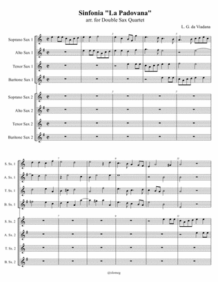 Book cover for L. G. da Viadana - Sinfonia 'La Padovana' arr. for Double Sax Quartet