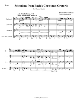 Book cover for Bach's Christmas Oratorio Selections for Clarinet Quartet