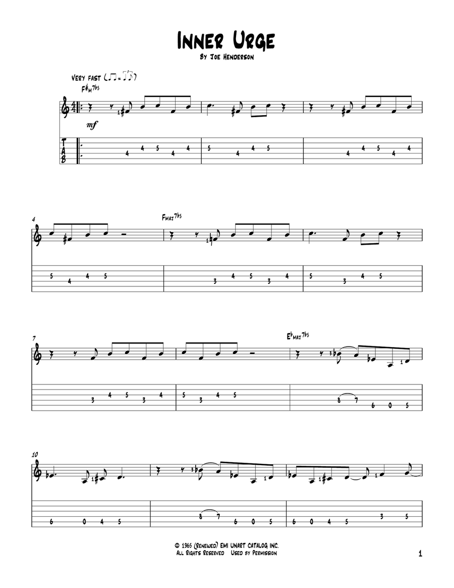Inner Urge Electric Guitar scores gallery preview page 1