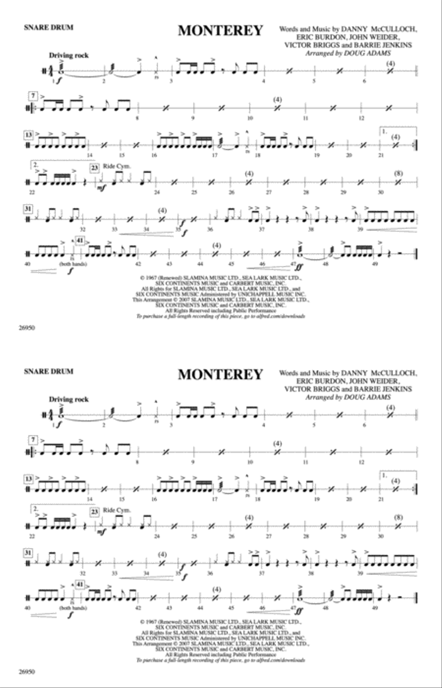 Monterey: Snare Drum Marching Band scores gallery preview page 1