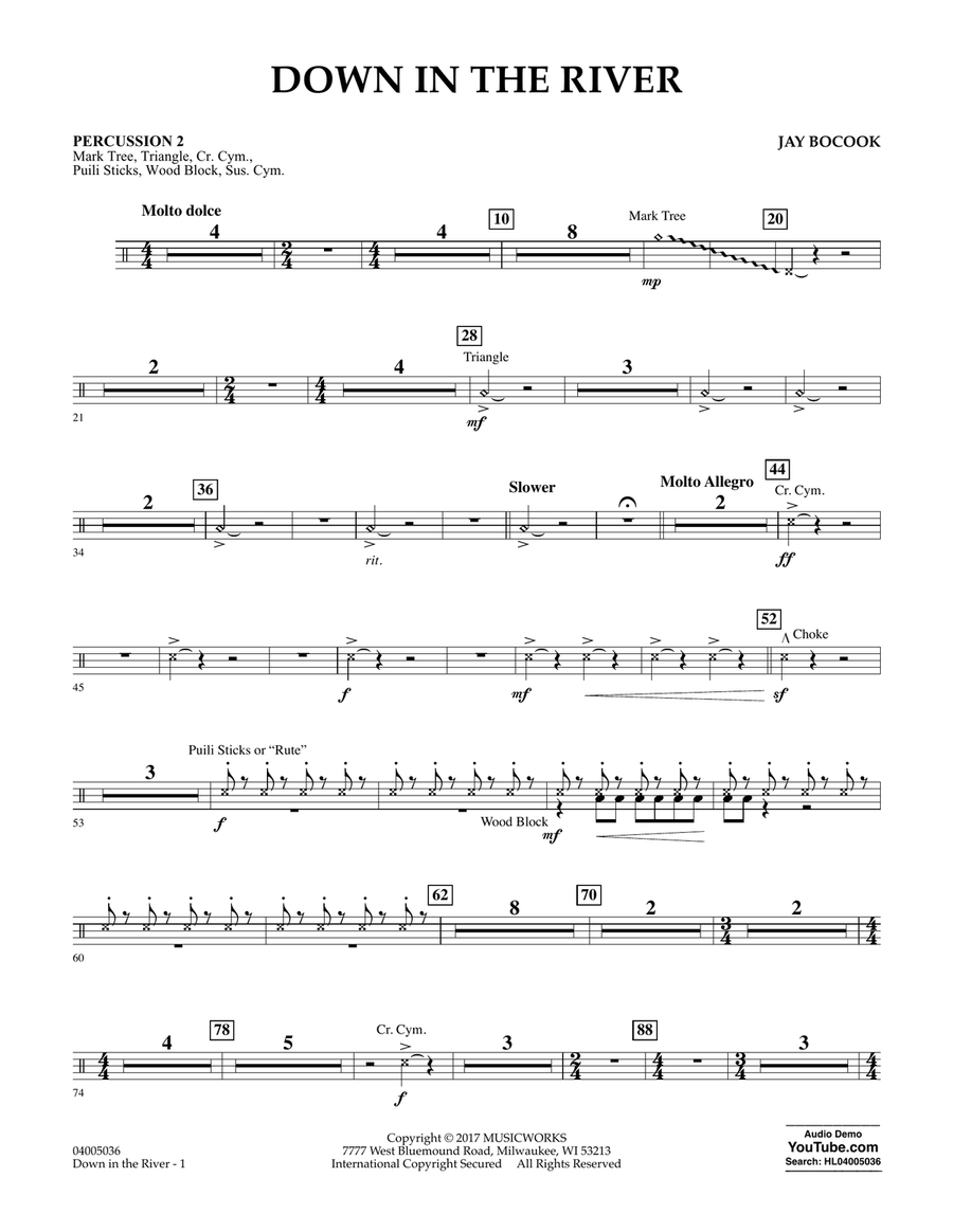 Down in the River - Percussion 2 Concert Band scores gallery preview page 1