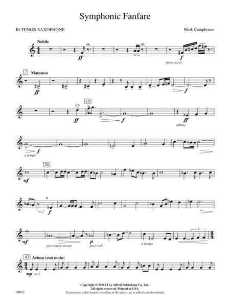 Symphonic Fanfare: B-flat Tenor Saxophone
