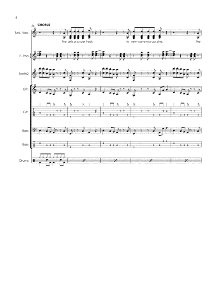 Super Freak Super Freak Bass Guitar scores gallery preview page 5