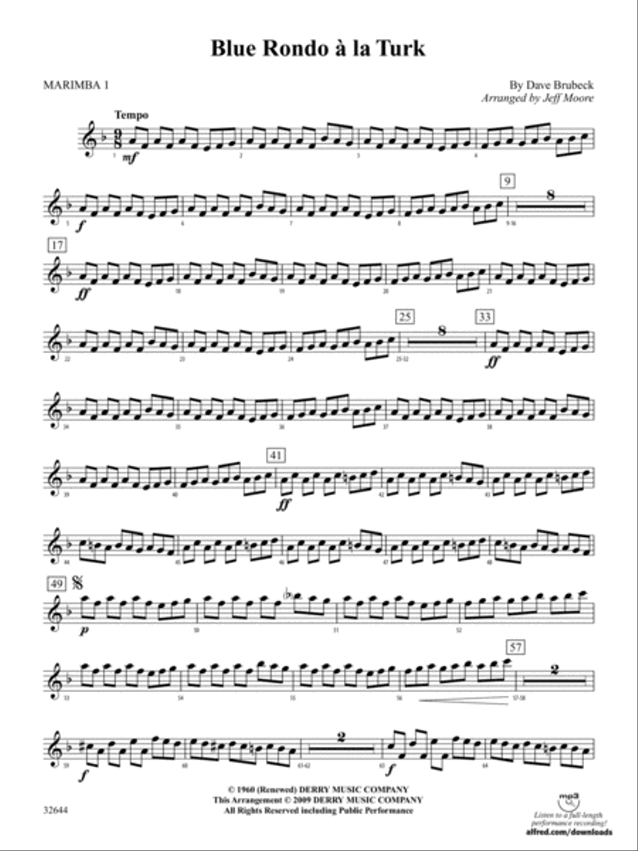 Blue Rondo à la Turk: 1st Percussion Percussion Ensemble scores gallery preview page 1