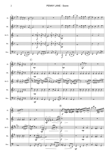 Penny Lane by The Beatles Woodwind Quintet - Digital Sheet Music