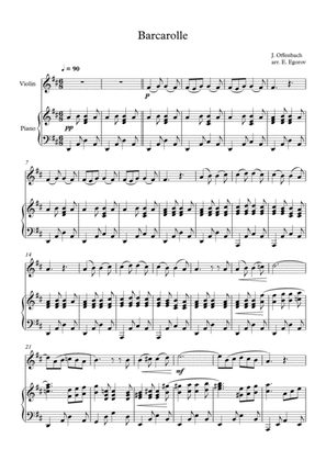 Barcarolle, Jacques Offenbach, For Violin & Piano
