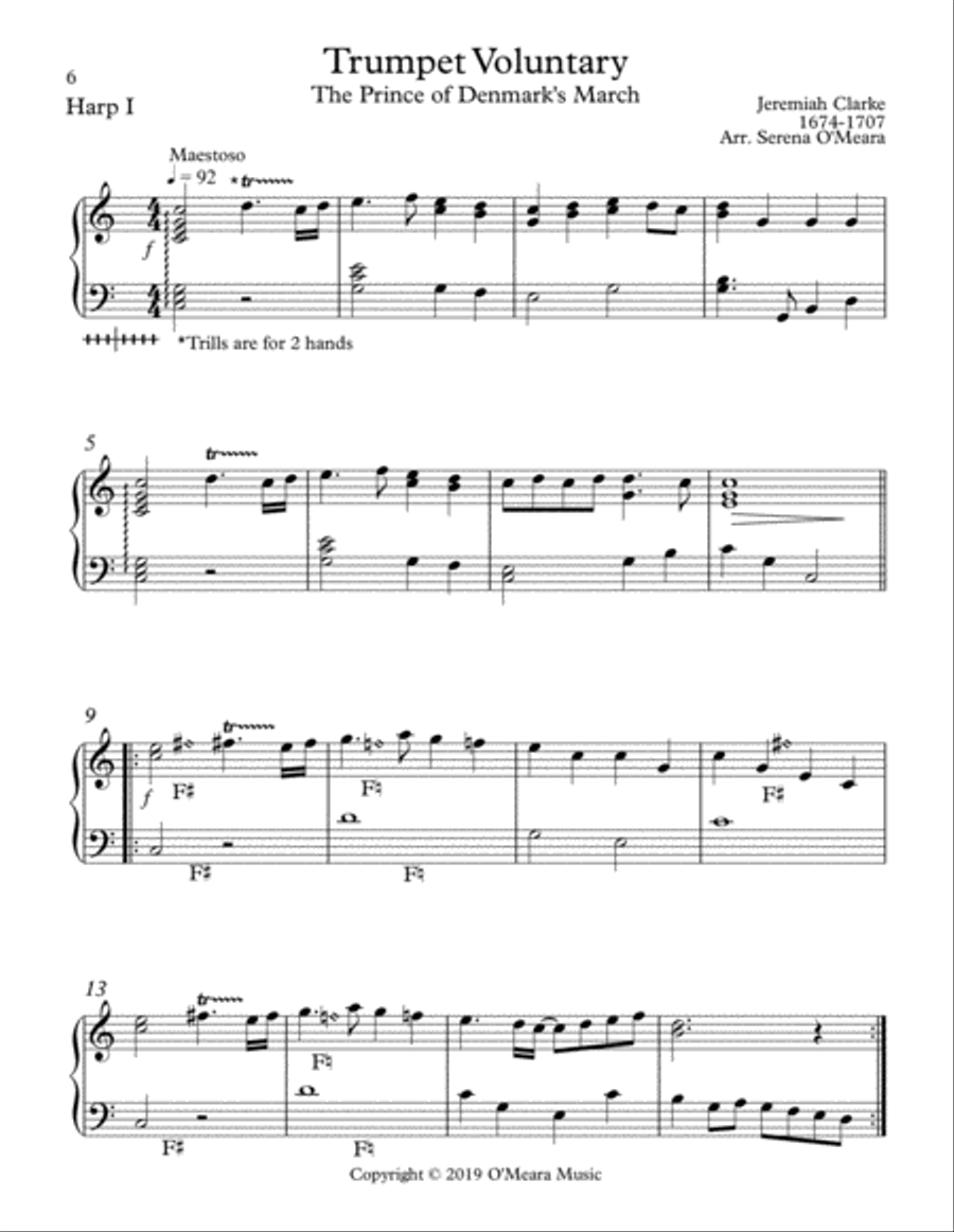 Trumpet Voluntary (The Prince of Denmark’s March), Harp Duet Trumpet scores gallery preview page 6