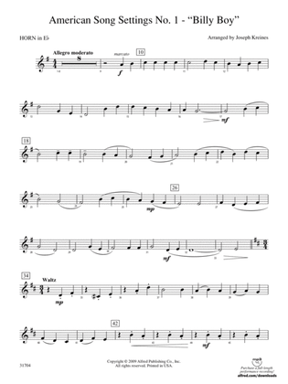 American Song Settings, No. 1: (wp) 1st Horn in E-flat