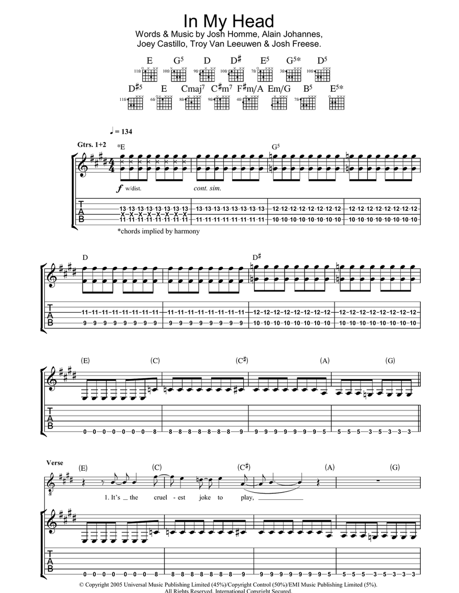 In My Head Electric Guitar scores gallery preview page 1