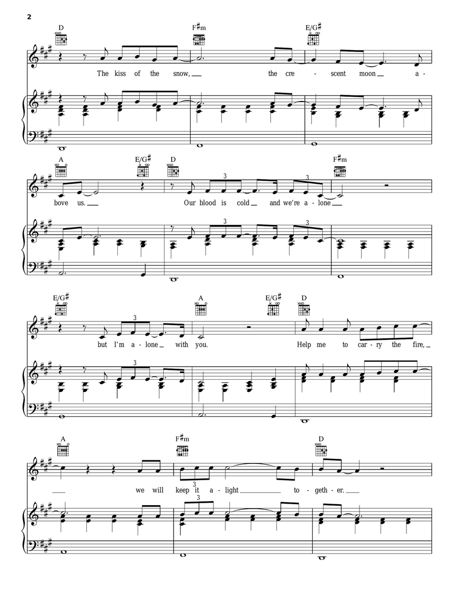 No Sound But The Wind Piano, Vocal, Guitar scores gallery preview page 2