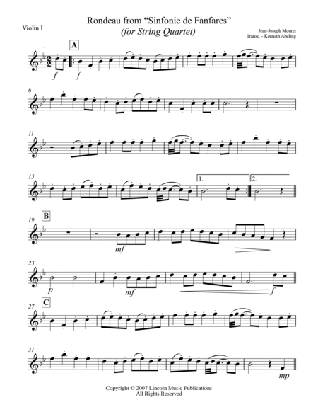 Rondeau from “Sinfonie de Fanfares” (for String Quartet) image number null