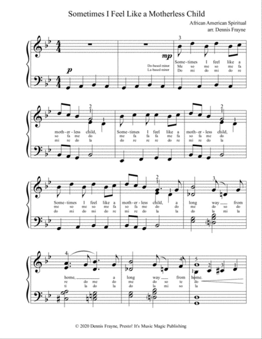 Sometimes I Feel Like a Motherless Child Voice scores gallery preview page 1