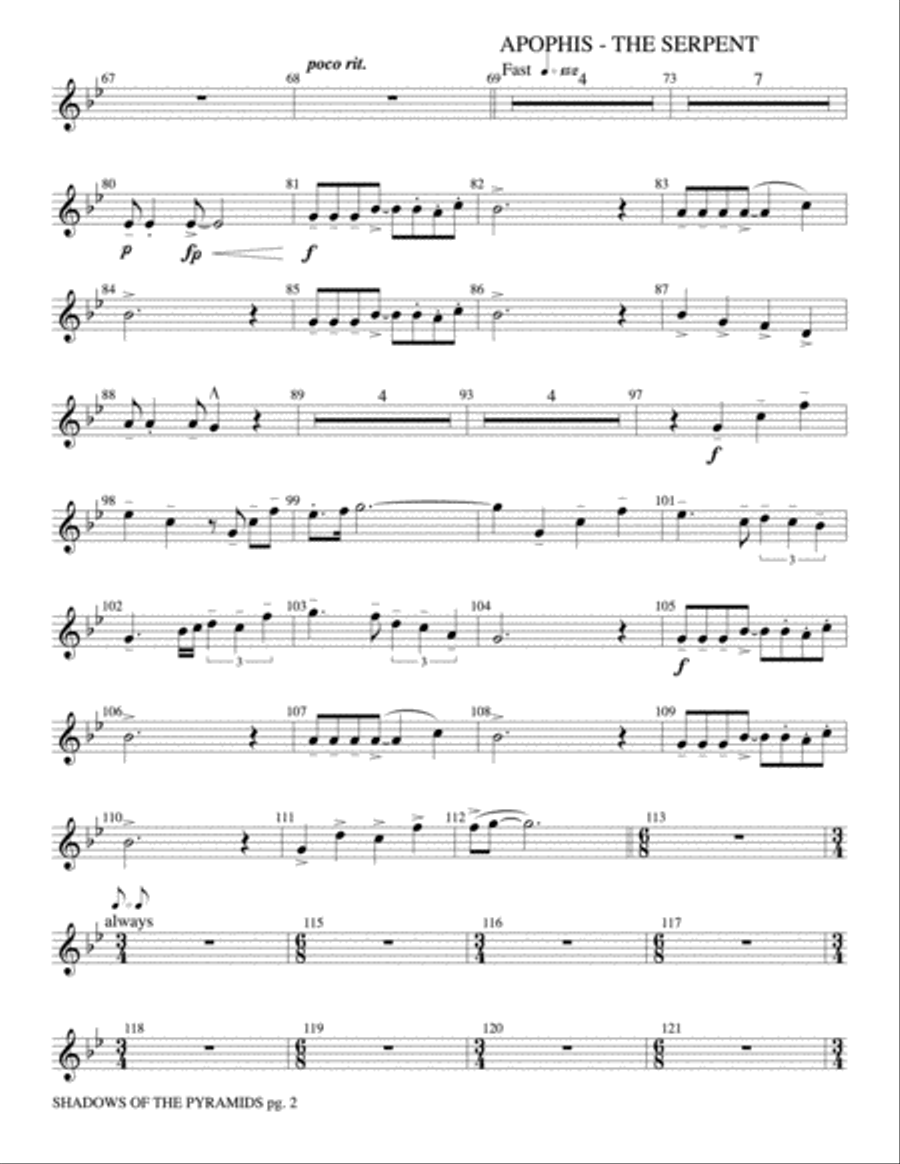 Shadows of the Pyramids: 4th F Horn Concert Band scores gallery preview page 2
