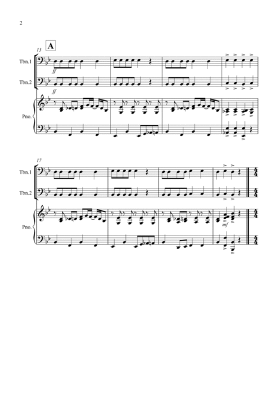 Fun for All! for Trombones and Piano Trombone Duet scores gallery preview page 2