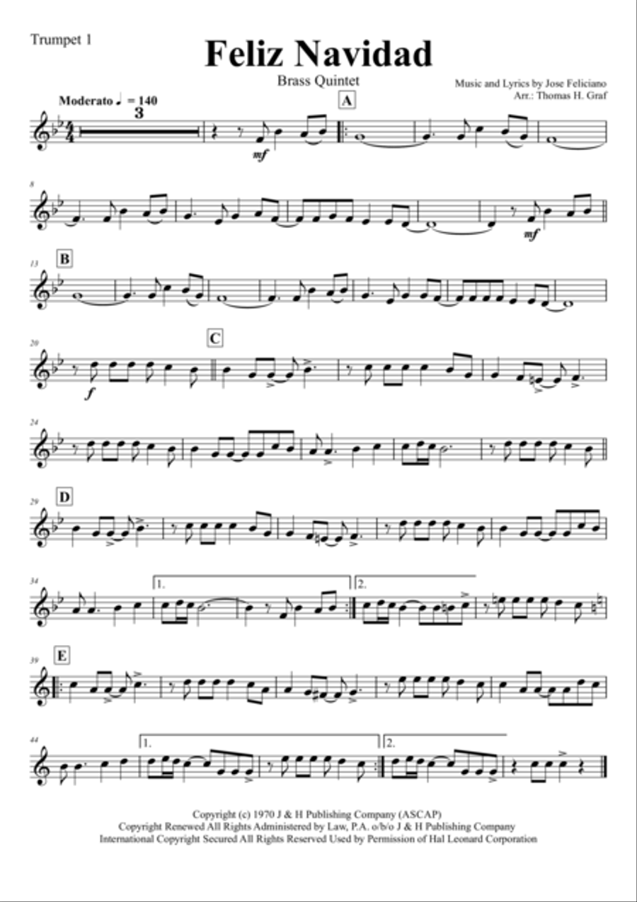 Feliz Navidad Euphonium scores gallery preview page 4