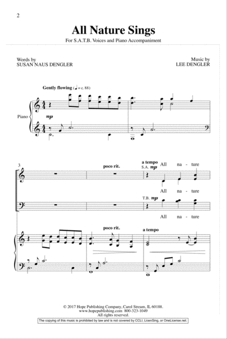 All Nature Sings-SATB 4-Part scores gallery preview page 2