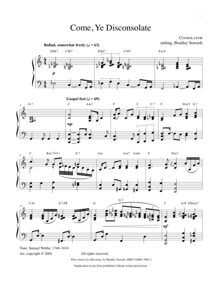 Come Ye Disconsolate - Solo Piano image number null